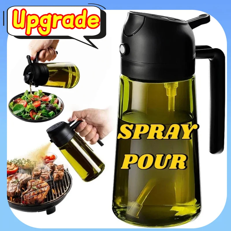 Oil Spray & Pour Bottle – Refillable Kitchen Oil Sprayer for Cooking, BBQ & Air Fryer