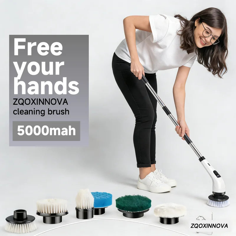 Electric Spin Scrubber – AI Chip & LED Smart Display, 7-in-1 Cordless Cleaning Brush