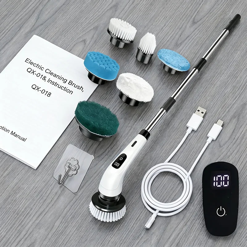 Electric Spin Scrubber – AI Chip & LED Smart Display, 7-in-1 Cordless Cleaning Brush