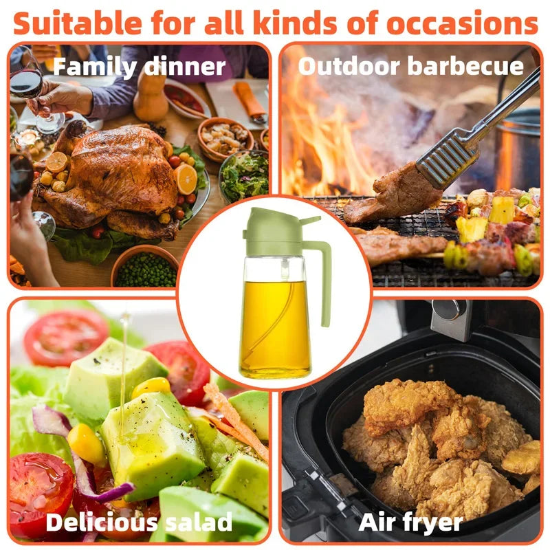Oil Spray & Pour Bottle – Refillable Kitchen Oil Sprayer for Cooking, BBQ & Air Fryer