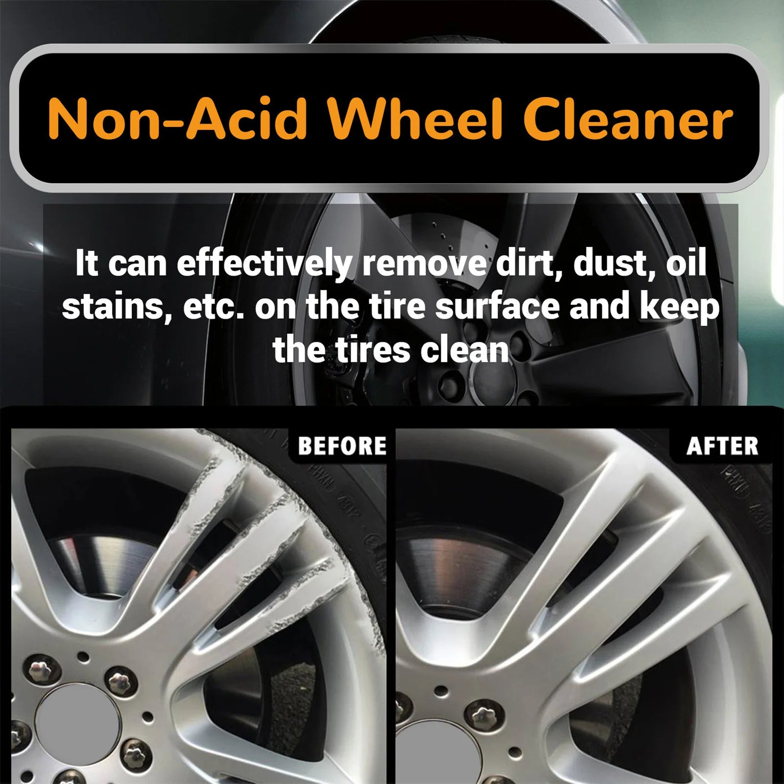 Car Wheel & Tire Cleaner Kit – Non-Acid Rim Polish & Restoration Spray