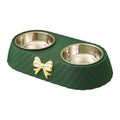 Elegant Bowknot Double Pet Bowl – Stainless Steel Food & Water Feeder