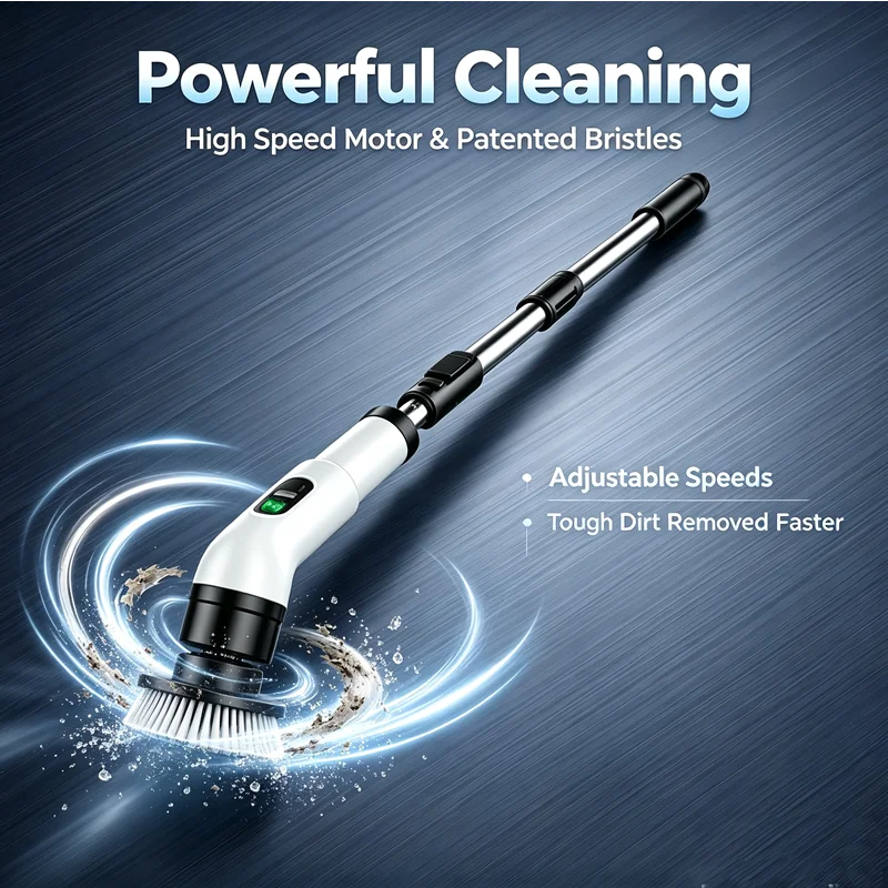 Electric Spin Scrubber – AI Chip & LED Smart Display, 7-in-1 Cordless Cleaning Brush