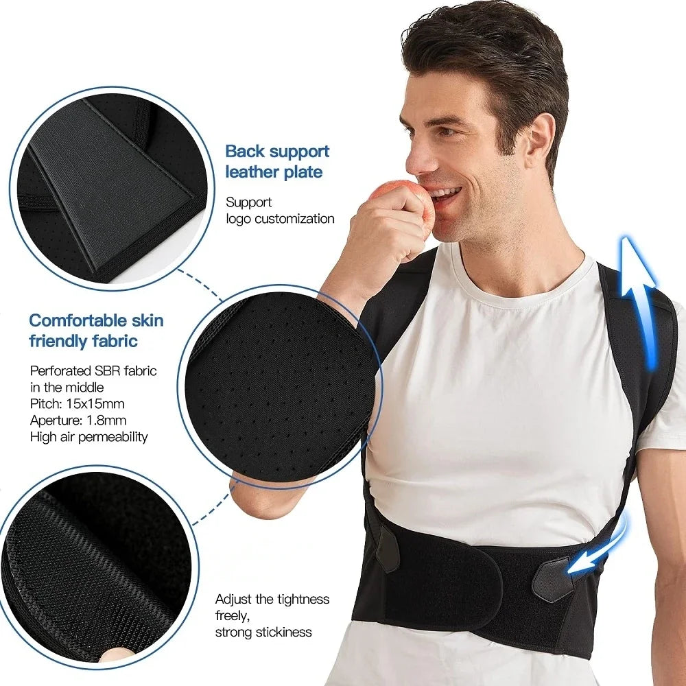 Back Brace Posture Corrector for Women & Men – Adjustable Shoulder & Waist Support