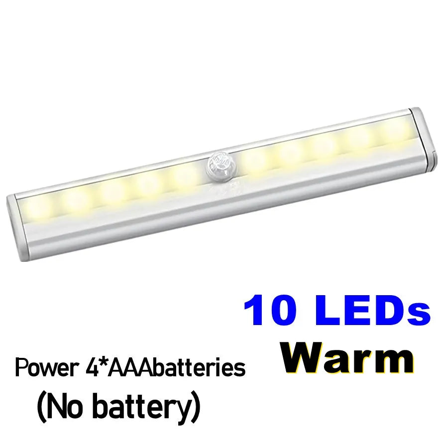 Motion Sensor LED Under-Cabinet Light Bar – Wireless, Battery Powered, 6 or 10 LED