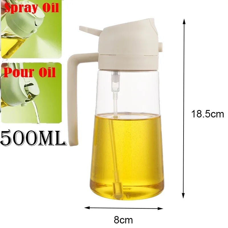 Oil Spray & Pour Bottle – Refillable Kitchen Oil Sprayer for Cooking, BBQ & Air Fryer