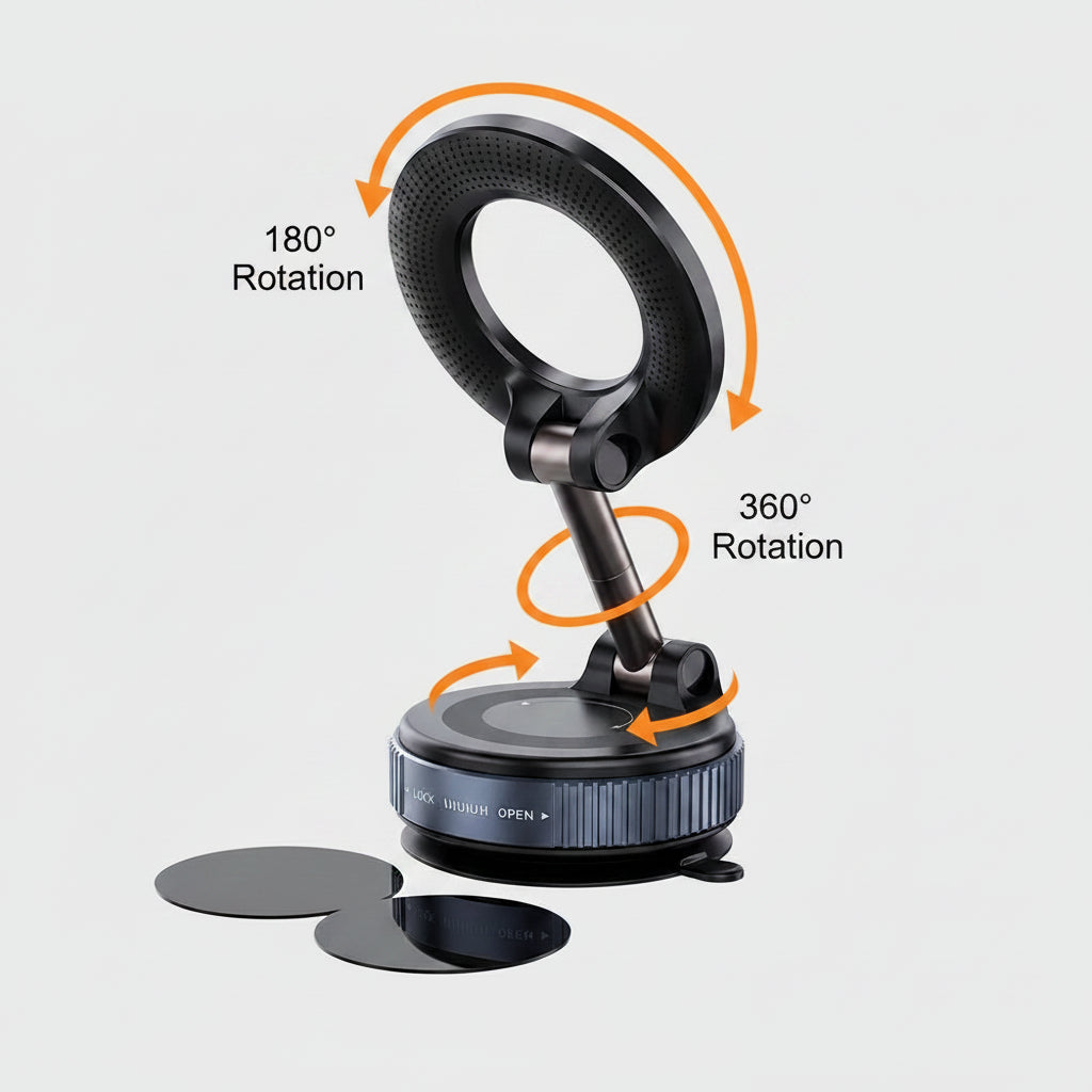 360° Magnetic Car Phone Holder – Universal Suction Mount