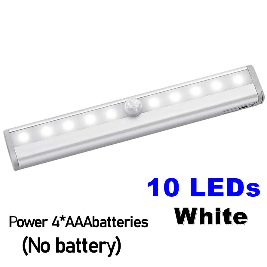 Motion Sensor LED Under-Cabinet Light Bar – Wireless, Battery Powered, 6 or 10 LED