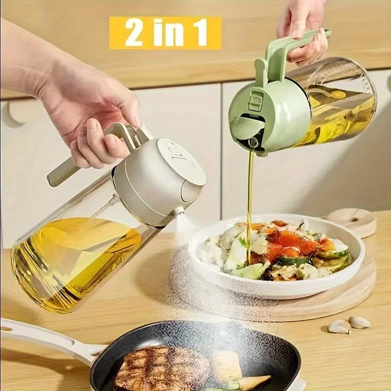 Oil Spray & Pour Bottle – Refillable Kitchen Oil Sprayer for Cooking, BBQ & Air Fryer
