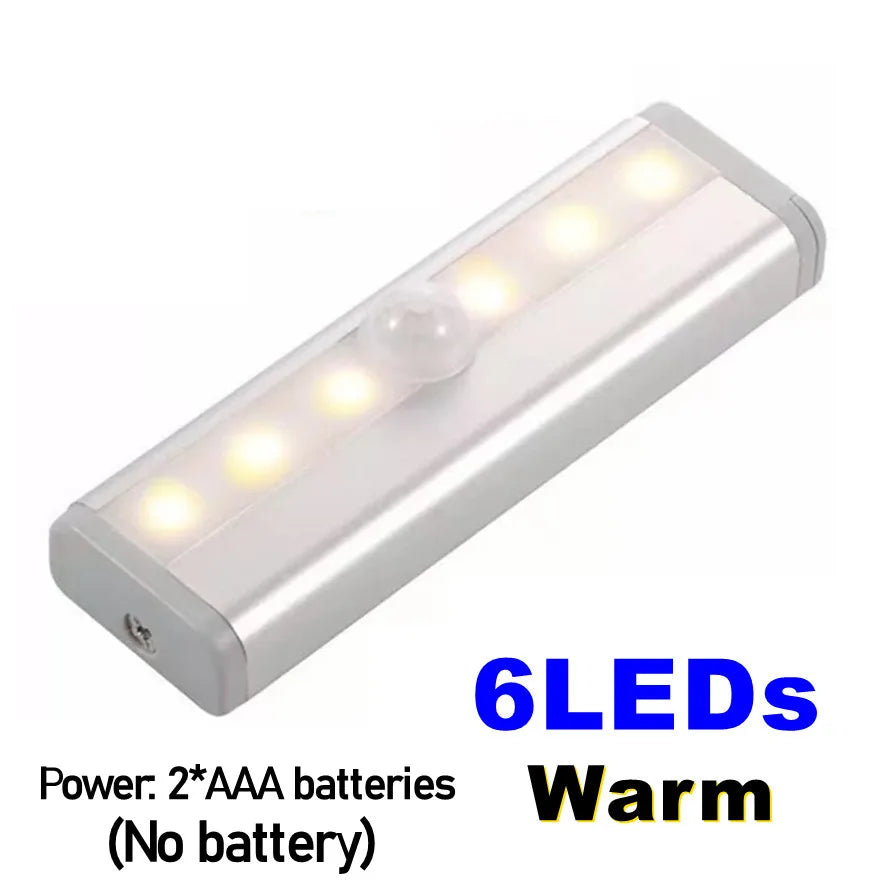Motion Sensor LED Under-Cabinet Light Bar – Wireless, Battery Powered, 6 or 10 LED