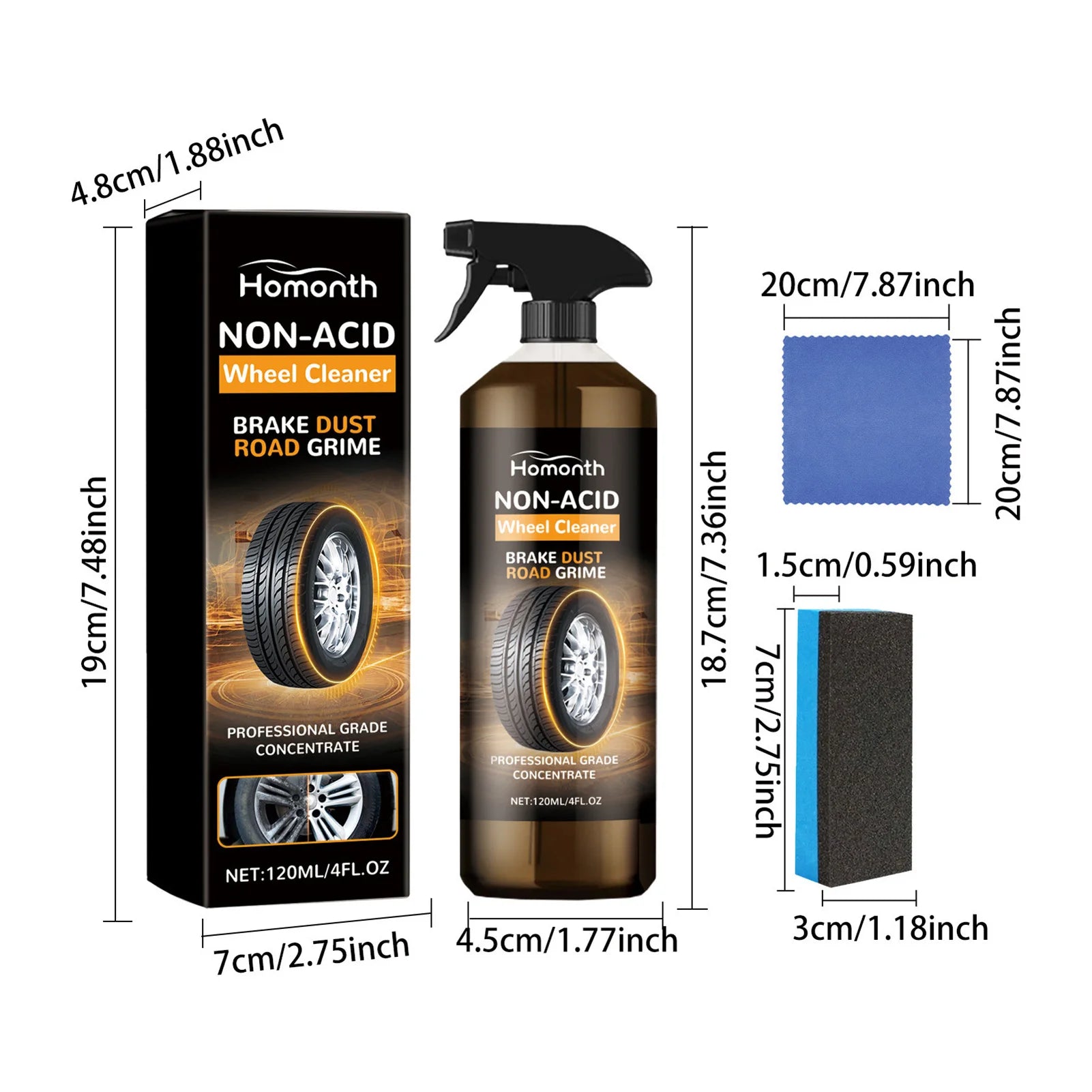 Car Wheel & Tire Cleaner Kit – Non-Acid Rim Polish & Restoration Spray